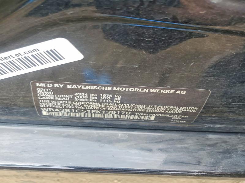 2015 Bmw 320 მანქანა იყიდება აუქციონზე, vin: WBA3B1C51FK139178, აუქციონის ნომერი: 56517666