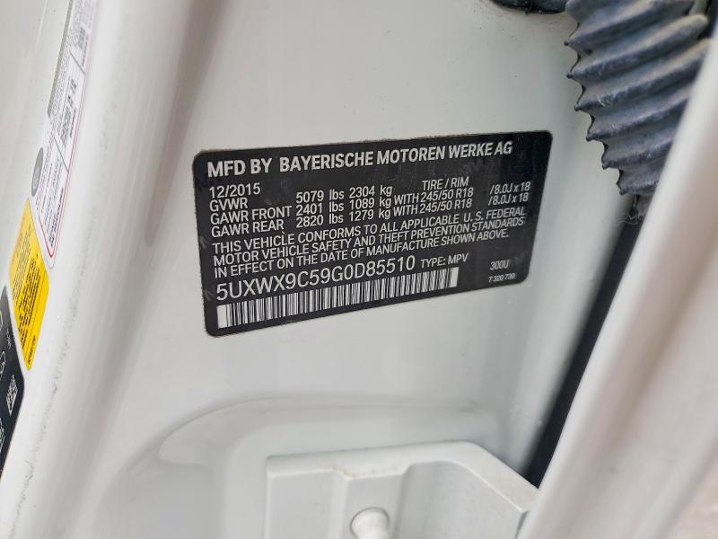 2016 Bmw X3 მანქანა იყიდება აუქციონზე, vin: 5UXWX9C59G0D85510, აუქციონის ნომერი: 59096356