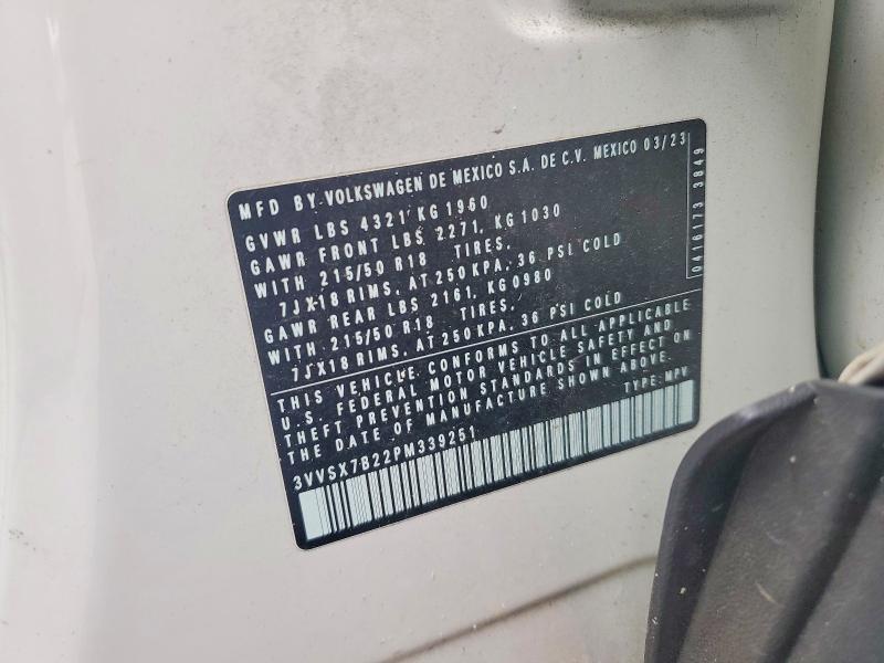 2023 Volkswagen Taos მანქანა იყიდება აუქციონზე, vin: 3VVSX7B22PM339251, აუქციონის ნომერი: 58633266