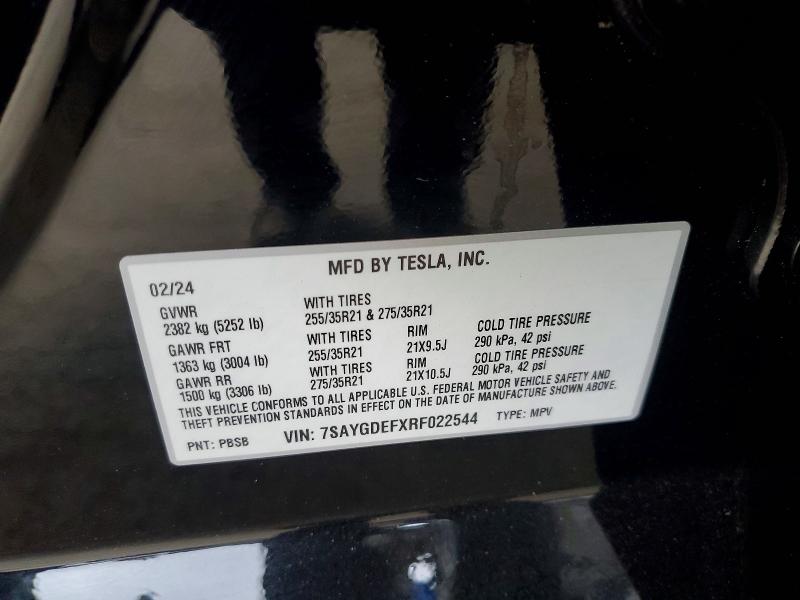 2024 Tesla Model Y მანქანა იყიდება აუქციონზე, vin: 7SAYGDEFXRF022544, აუქციონის ნომერი: 58461956