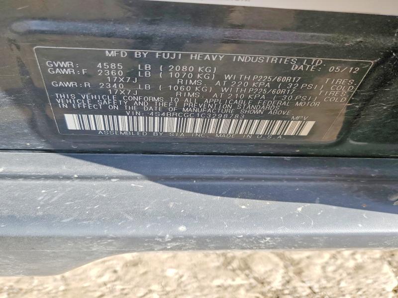 2012 Subaru Outback მანქანა იყიდება აუქციონზე, vin: 4S4BRCGC1C3298783, აუქციონის ნომერი: 57328356