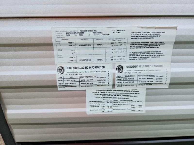 Aukcja sprzedaży 2020 Forest River Cherokee Recreational Vehicle (rv), vin: 4X4TCKY27LX143653, numer aukcji: 57679866