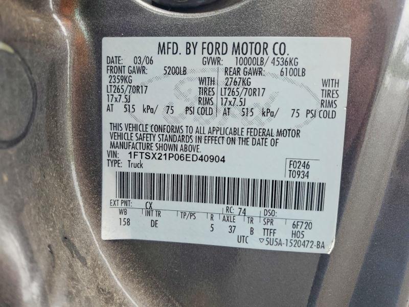 56627206 :رقم المزاد ، 1FTSX21P06ED40904 vin ، 2006 Ford F250 مزاد بيع