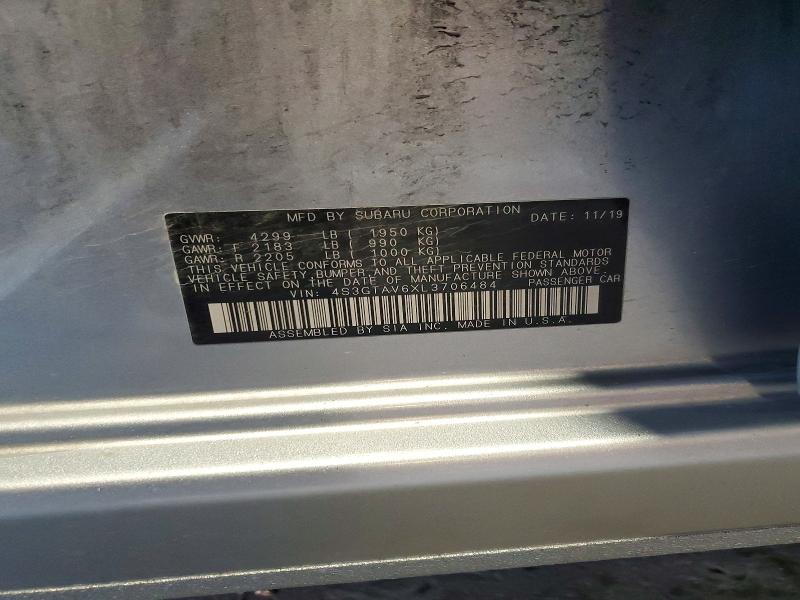 56750176 :رقم المزاد ، 4S3GTAV6XL3706484 vin ، 2020 Subaru Impreza مزاد بيع