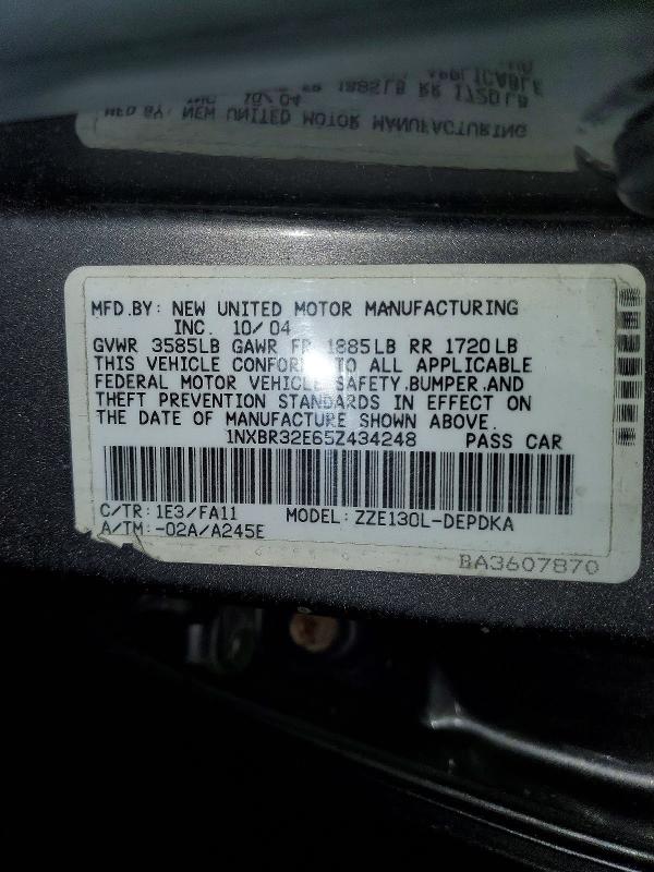56119916 :رقم المزاد ، 1NXBR32E65Z434248 vin ، 2005 Toyota Corolla مزاد بيع