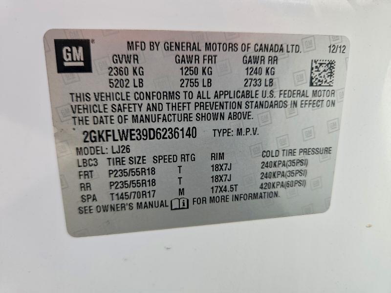 Aukcja sprzedaży 2013 Gmc Terrain, vin: 2GKFLWE39D6236140, numer aukcji: 57359006
