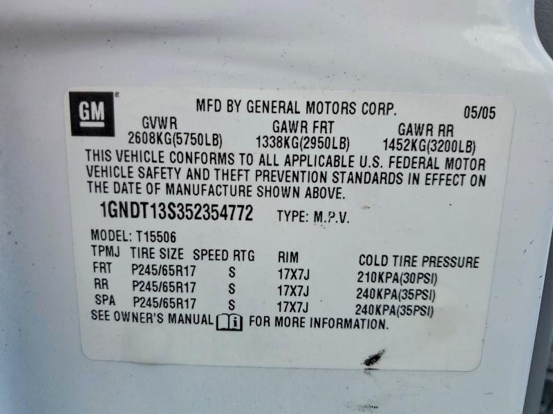 56516706 :رقم المزاد ، 1GNDT13S352354772 vin ، 2005 Chevrolet Trailblazer مزاد بيع