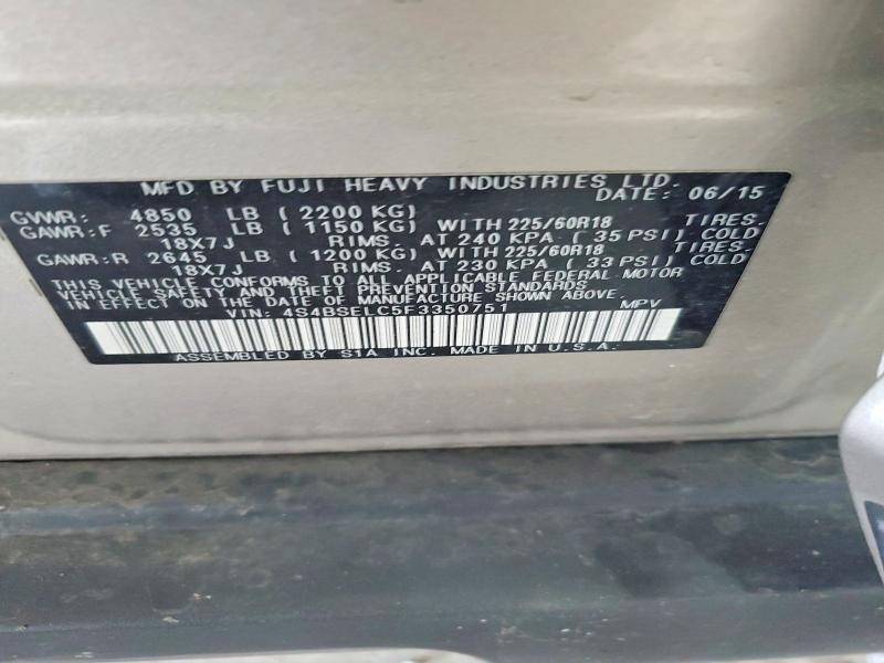 Aukcja sprzedaży 2015 Subaru Outback, vin: 4S4BSELC5F3350751, numer aukcji: 58609906