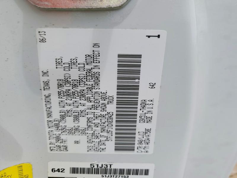 58093216 :رقم المزاد ، 5TFLU5F1XDX030425 vin ، 2013 Toyota Tundra مزاد بيع