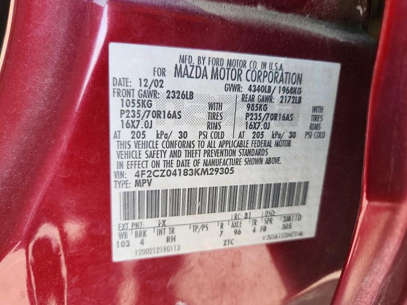 Aukcja sprzedaży 2003 Mazda Tribute, vin: 4F2CZ04183KM29305, numer aukcji: 57678686