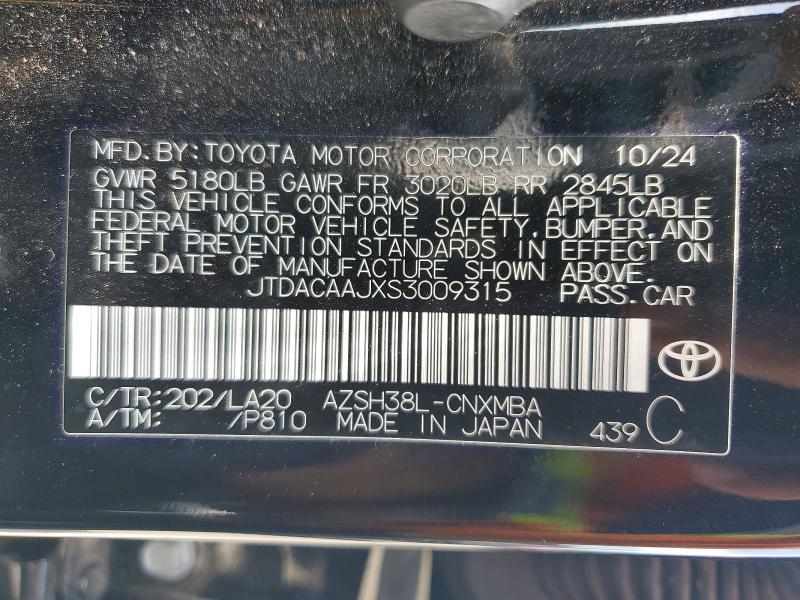2025 Toyota Crown Signia მანქანა იყიდება აუქციონზე, vin: JTDACAAJXS3009315, აუქციონის ნომერი: 85988685