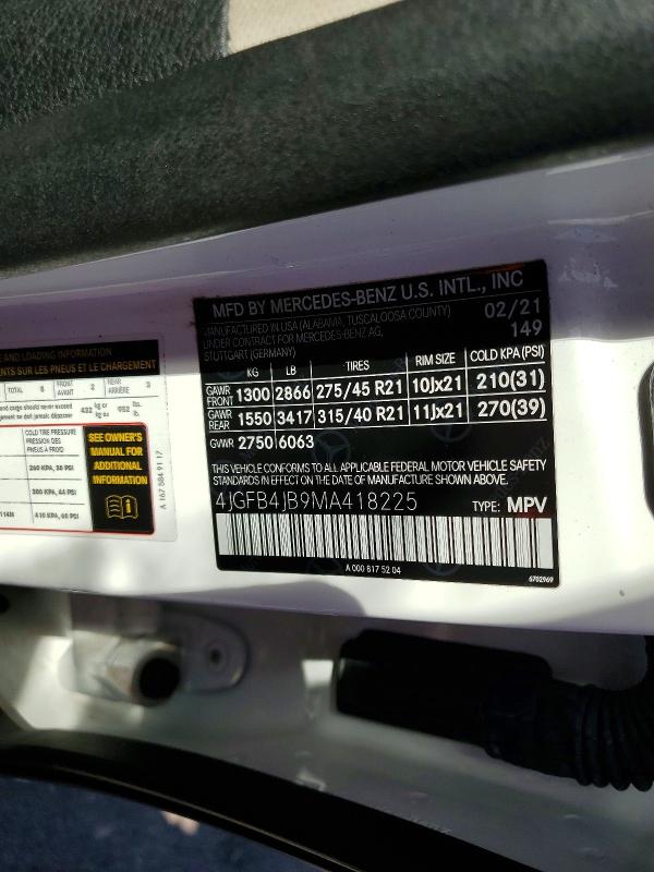 Продажа на аукционе авто 2021 Mercedes-benz Gle, vin: 4JGFB4JB9MA418225, номер лота: 57859956