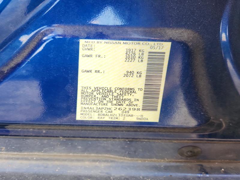 55556296 :رقم المزاد ، 1N4AL3AP2HC262398 vin ، 2017 Nissan Altima مزاد بيع