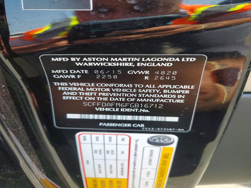 Aukcja sprzedaży 2015 Aston Martin Db9, vin: SCFFDAFM6FGB16712, numer aukcji: 56070716