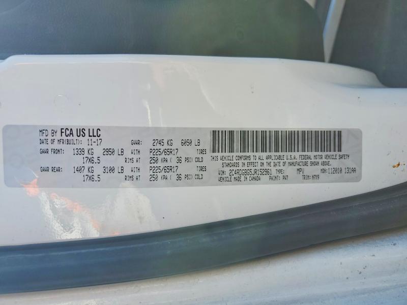 Aukcja sprzedaży 2018 Dodge Grand Caravan, vin: 2C4RDGBG5JR152961, numer aukcji: 57086316