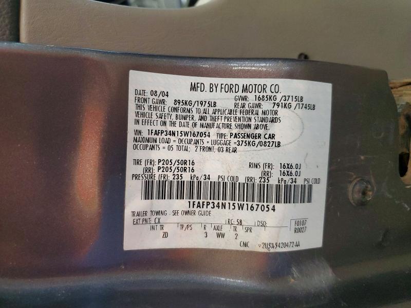 56029966 :رقم المزاد ، 1FAFP34N15W167054 vin ، 2005 Ford Focus مزاد بيع