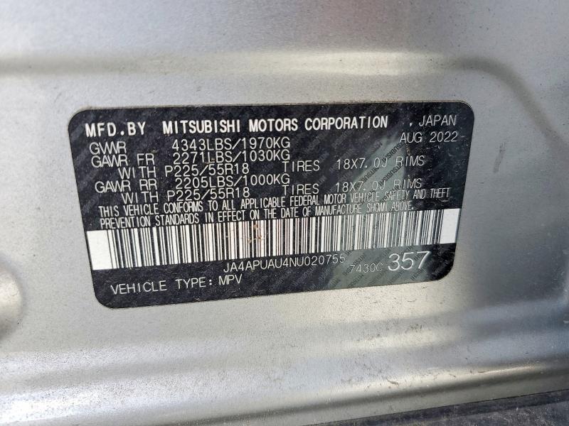 Aukcja sprzedaży 2022 Mitsubishi Outlander Sport, vin: JA4APUAU4NU020755, numer aukcji: 58537216