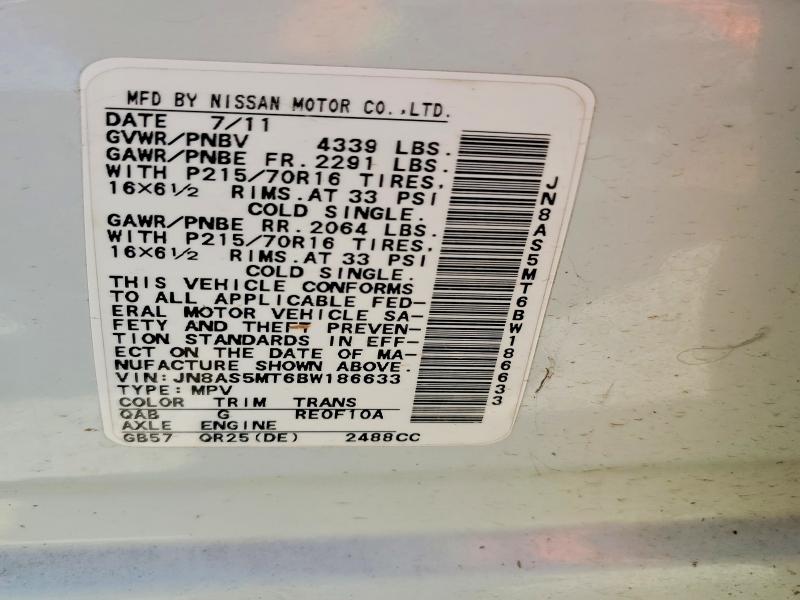 Aukcja sprzedaży 2011 Nissan Rogue, vin: JN8AS5MT6BW186633, numer aukcji: 58295076