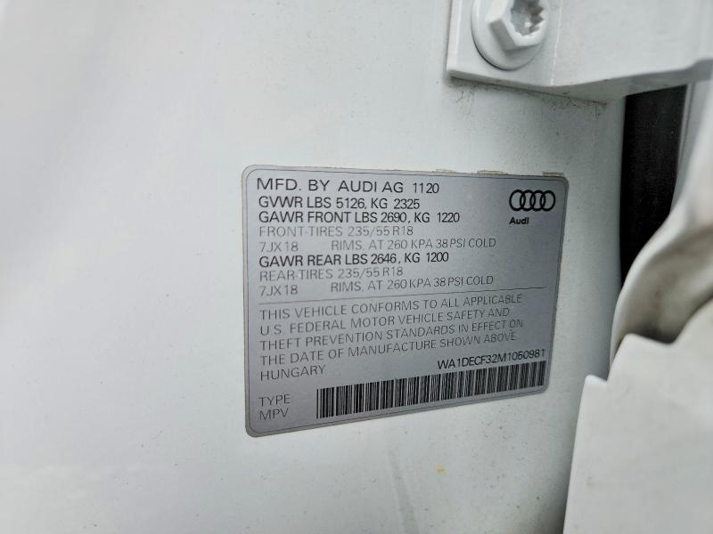 Продажа на аукционе авто 2021 Audi Q3, vin: WA1DECF32M1050981, номер лота: 58073696