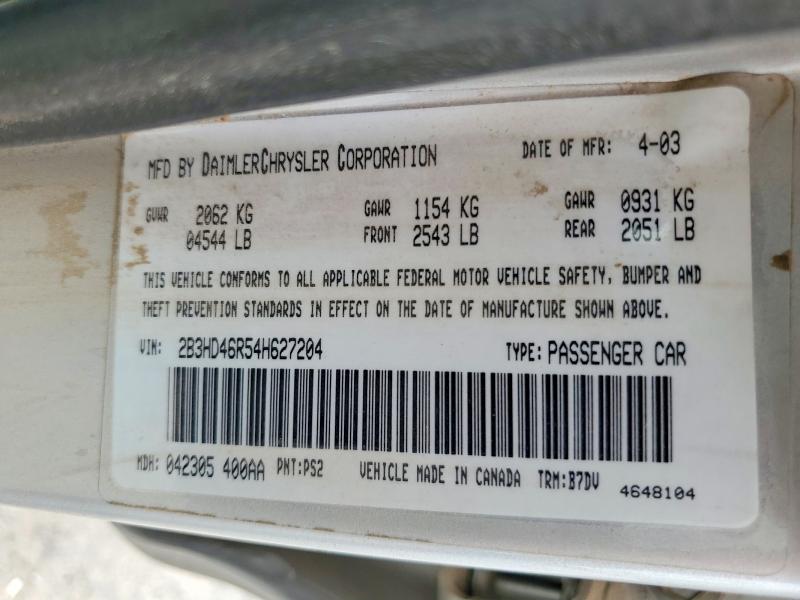 56459056 :رقم المزاد ، 2B3HD46R54H627204 vin ، 2004 Dodge Intrepid مزاد بيع