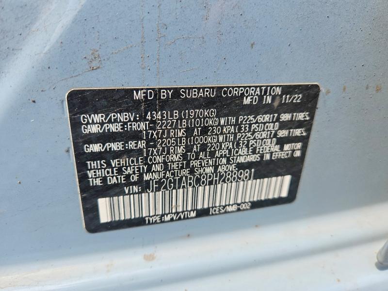 Продажа на аукционе авто 2023 Subaru Crosstrek, vin: JF2GTABC8PH288981, номер лота: 85609135