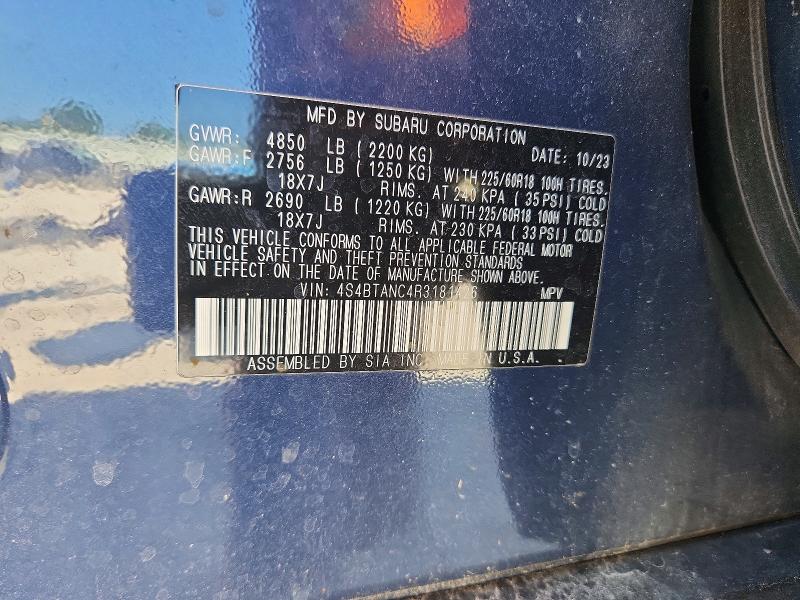 Продажа на аукционе авто 2024 Subaru Outback, vin: 4S4BTANC4R3181426, номер лота: 58425116