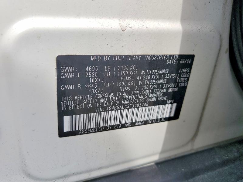 Продажа на аукционе авто 2015 Subaru Outback, vin: 4S4BSALC3F3205748, номер лота: 59124106