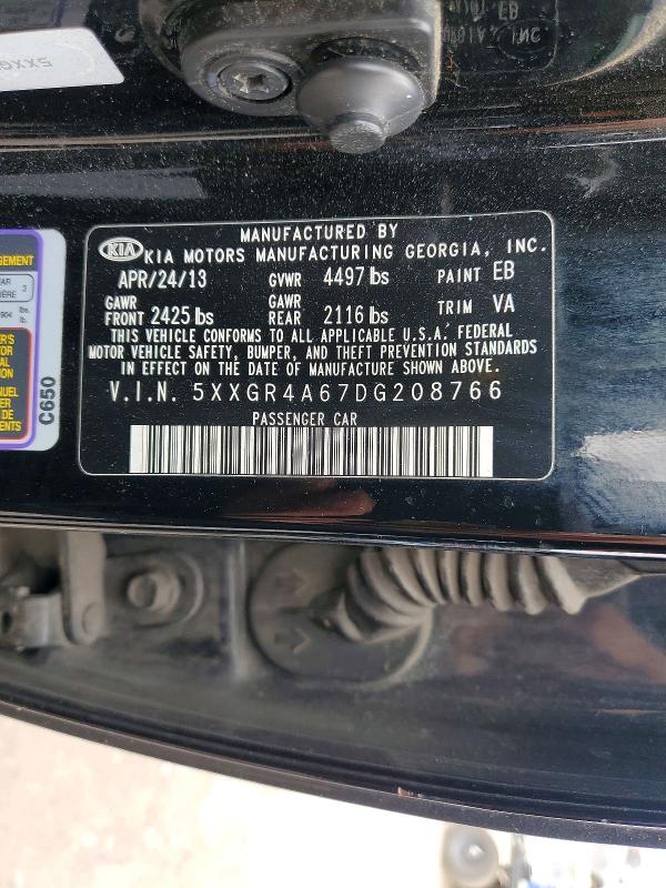 Продажа на аукционе авто 2013 Kia Optima, vin: 5XXGR4A67DG208766, номер лота: 56578606