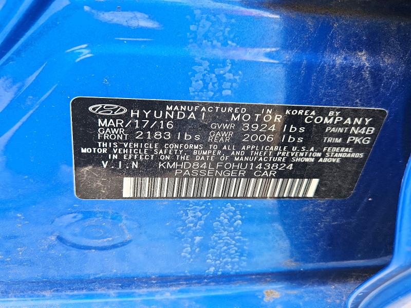 Aukcja sprzedaży 2017 Hyundai Elantra, vin: KMHD84LF0HU143824, numer aukcji: 56508736