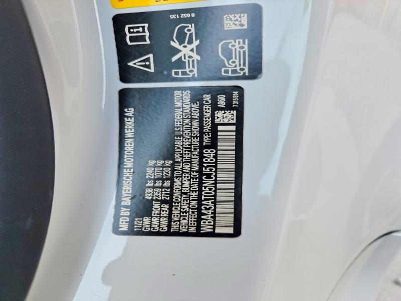 56108106 :رقم المزاد ، WBA43AT05NCJ51848 vin ، 2022 Bmw 430xi مزاد بيع