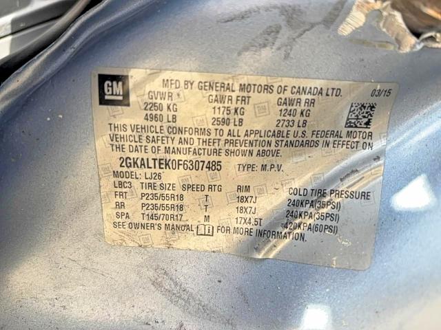 Aukcja sprzedaży 2015 Gmc Terrain, vin: 2GKALTEK0F6307485, numer aukcji: 54787986