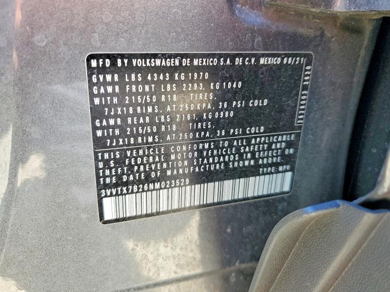 Продажа на аукционе авто 2022 Volkswagen Taos, vin: 3VVTX7B26NM023529, номер лота: 58302296