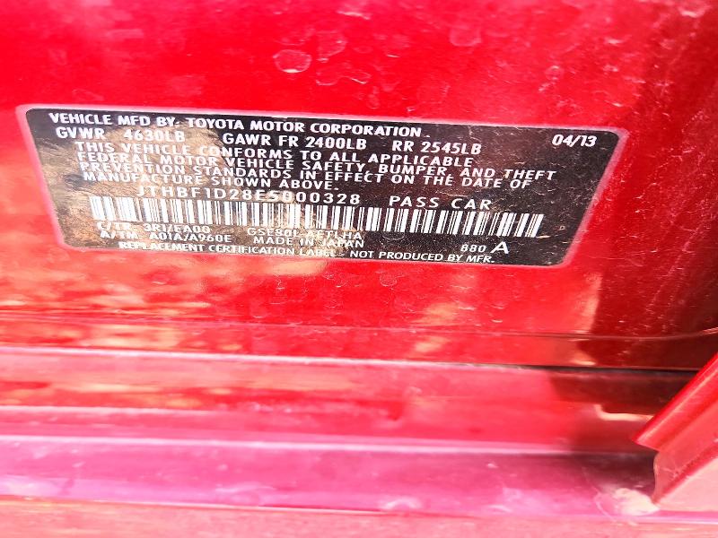 55340046 :رقم المزاد ، JTHBF1D28E5000328 vin ، 2014 Lexus Is مزاد بيع