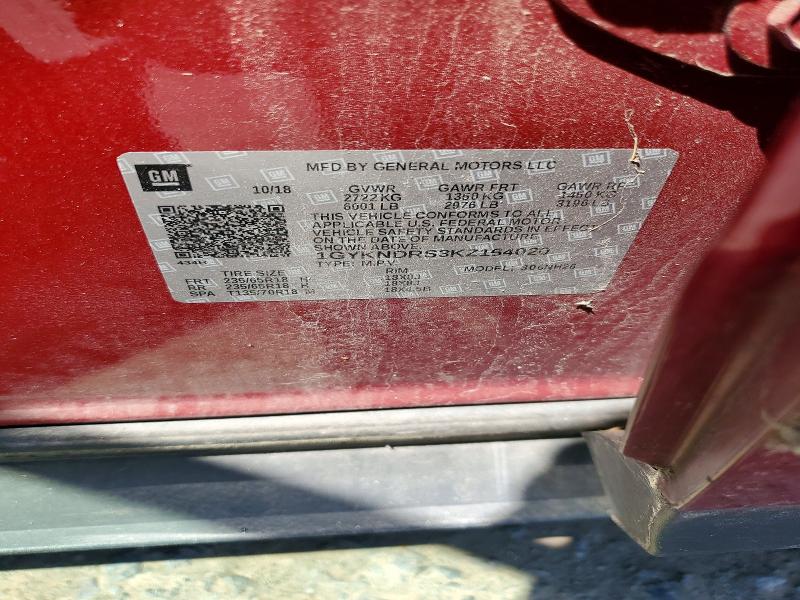 2019 Cadillac Xt5 მანქანა იყიდება აუქციონზე, vin: 1GYKNDRS3KZ164020, აუქციონის ნომერი: 55018736