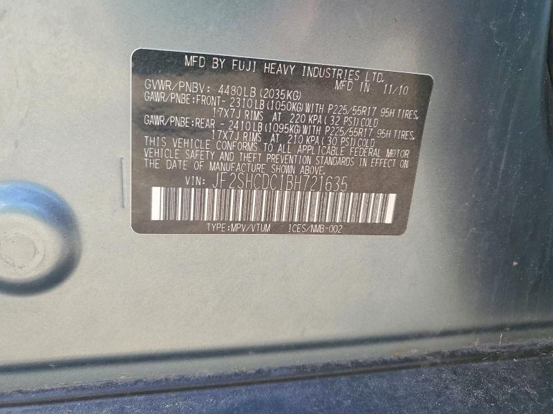2011 Subaru Forester მანქანა იყიდება აუქციონზე, vin: JF2SHCDC1BH721635, აუქციონის ნომერი: 57329966