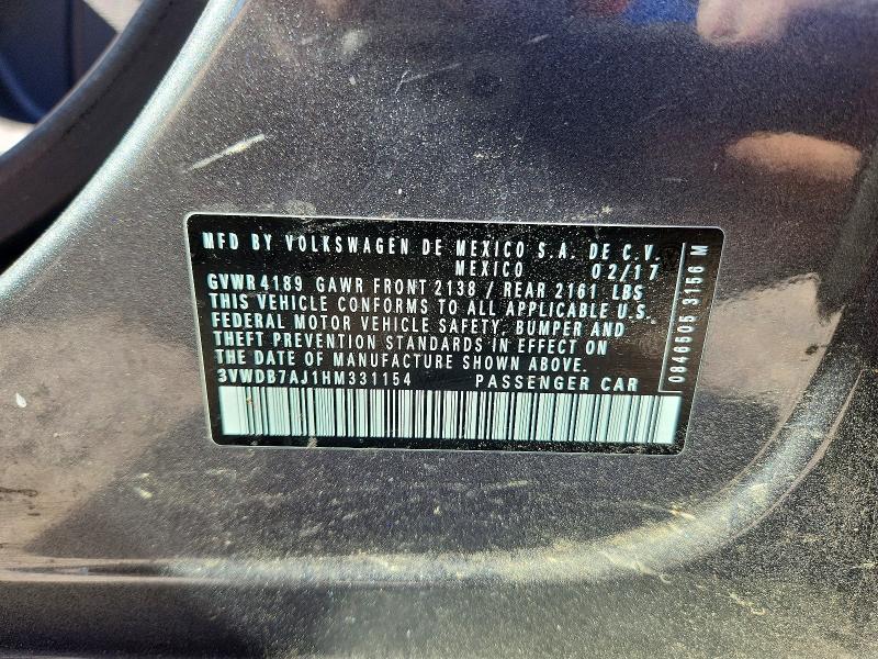 Aukcja sprzedaży 2017 Volkswagen Jetta, vin: 3VWDB7AJ1HM331154, numer aukcji: 57136896
