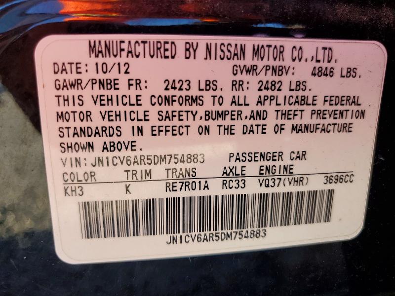 Продажа на аукционе авто 2013 Infiniti G37 Sedan, vin: JN1CV6AR5DM754883, номер лота: 55858416