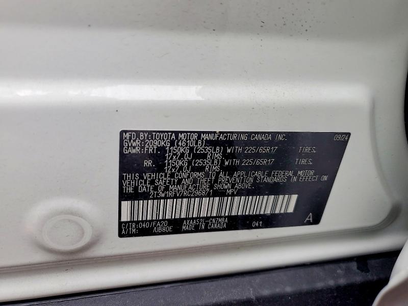 2024 Toyota Rav4 მანქანა იყიდება აუქციონზე, vin: 2T3W1RFV7RC296871, აუქციონის ნომერი: 58126306