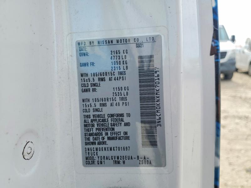 Aukcja sprzedaży 2021 Nissan Nv200, vin: 3N6CM0KNXMK701697, numer aukcji: 57669696