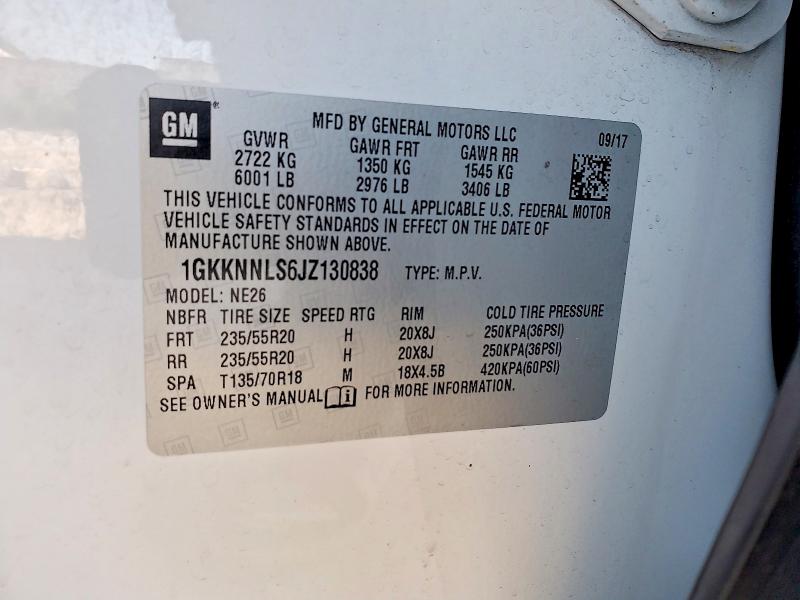 2018 Gmc Acadia მანქანა იყიდება აუქციონზე, vin: 1GKKNNLS6JZ130838, აუქციონის ნომერი: 56409626