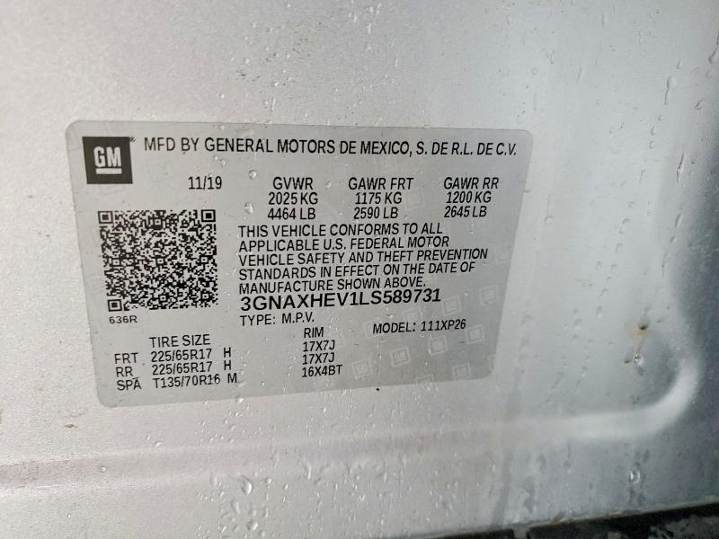 Aukcja sprzedaży 2020 Chevrolet Equinox, vin: 3GNAXHEV1LS589731, numer aukcji: 56132336