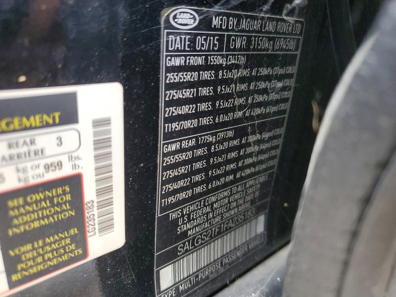 Продаж на аукціоні авто 2015 Land Rover Range Rover, vin: SALGS2TF1FA235183, номер лоту: 55678886