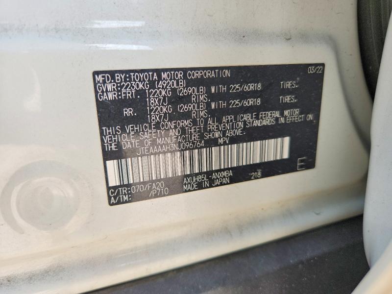 Aukcja sprzedaży 2022 Toyota Venza, vin: JTEAAAAH3NJ096764, numer aukcji: 58507706