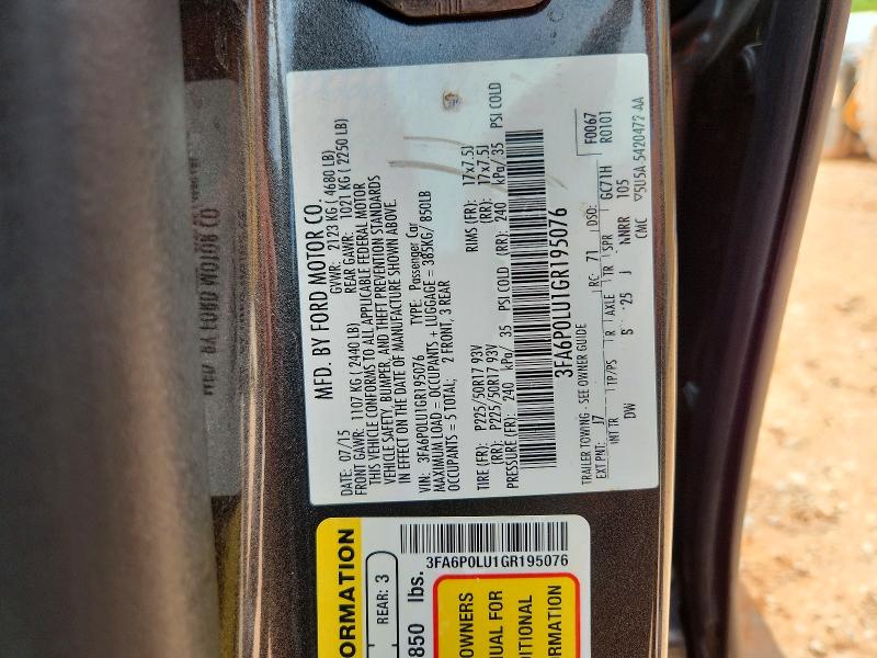 Aukcja sprzedaży 2016 Ford Fusion, vin: 3FA6P0LU1GR195076, numer aukcji: 58916946
