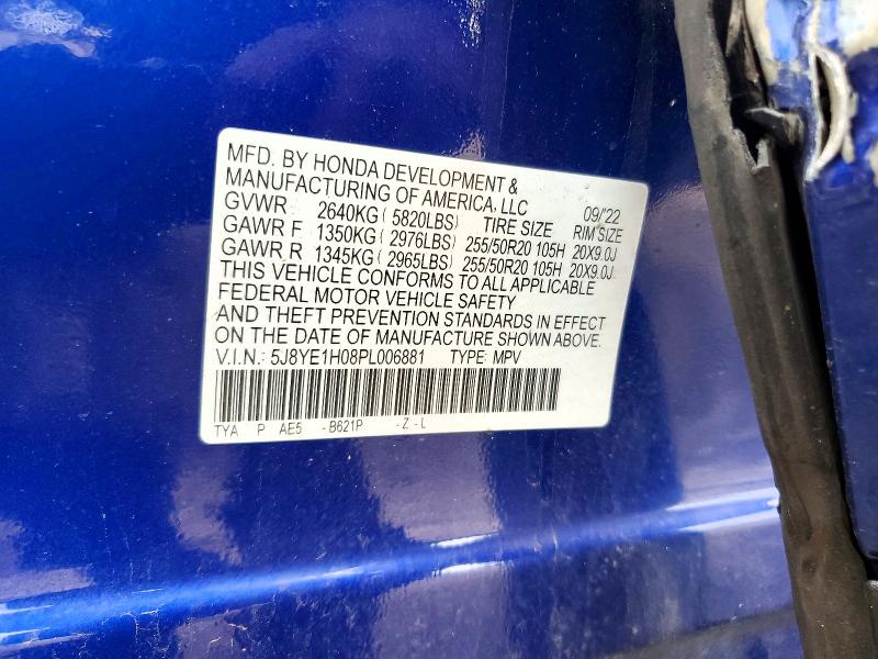 2023 Acura Mdx მანქანა იყიდება აუქციონზე, vin: 5J8YE1H08PL006881, აუქციონის ნომერი: 55197306