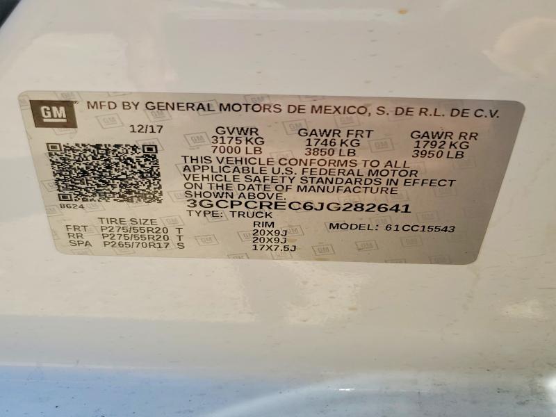 57599286 :رقم المزاد ، 3GCPCREC6JG282641 vin ، 2018 Chevrolet Silverado مزاد بيع