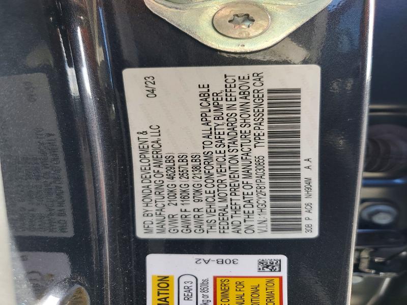 Aukcja sprzedaży 2023 Honda Accord, vin: 1HGCY2F81PA030855, numer aukcji: 58243046