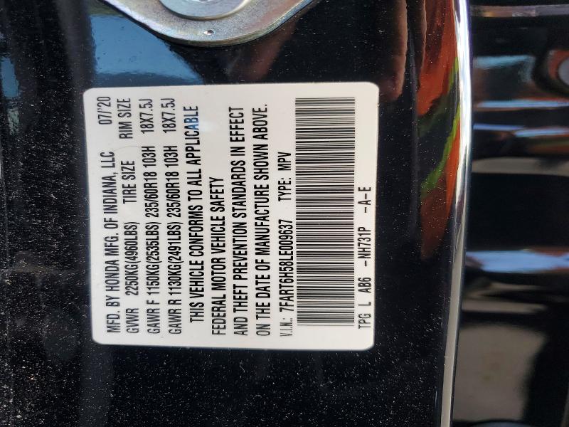 57213006 :رقم المزاد ، 7FART6H58LE009637 vin ، 2020 Honda Cr-v مزاد بيع