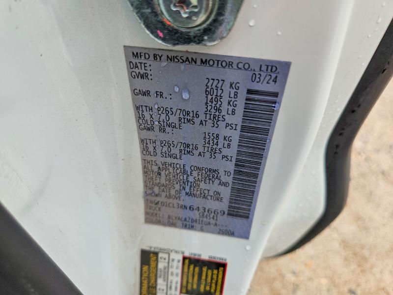 Продажа на аукционе авто 2024 Nissan Frontier, vin: 1N6ED1CL3RN643669, номер лота: 56301636