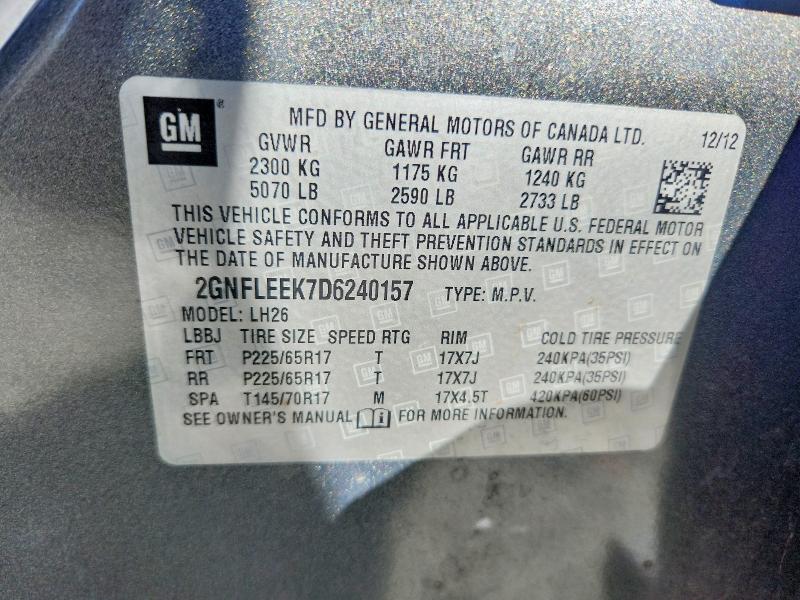 Aukcja sprzedaży 2013 Chevrolet Equinox, vin: 2GNFLEEK7D6240157, numer aukcji: 57044336